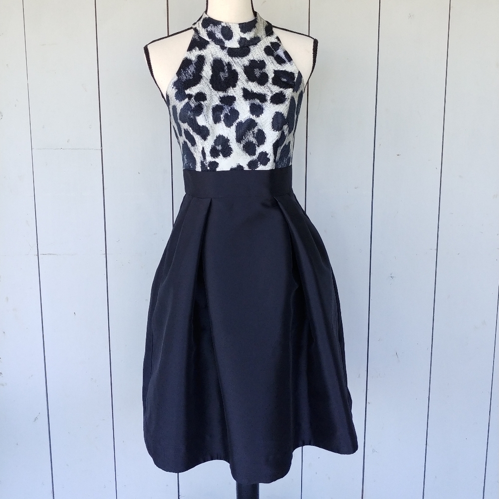 THEIA | Leopard Print Cocktail Dress